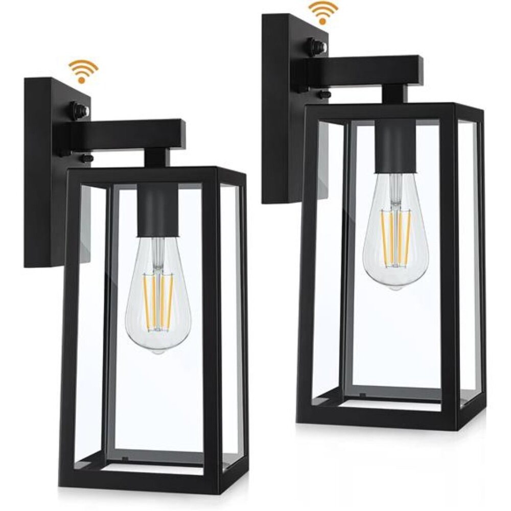 Dusk to Dawn Outdoor Wall Lantern, Exterior Wall Sconce Fixture with E26 Base